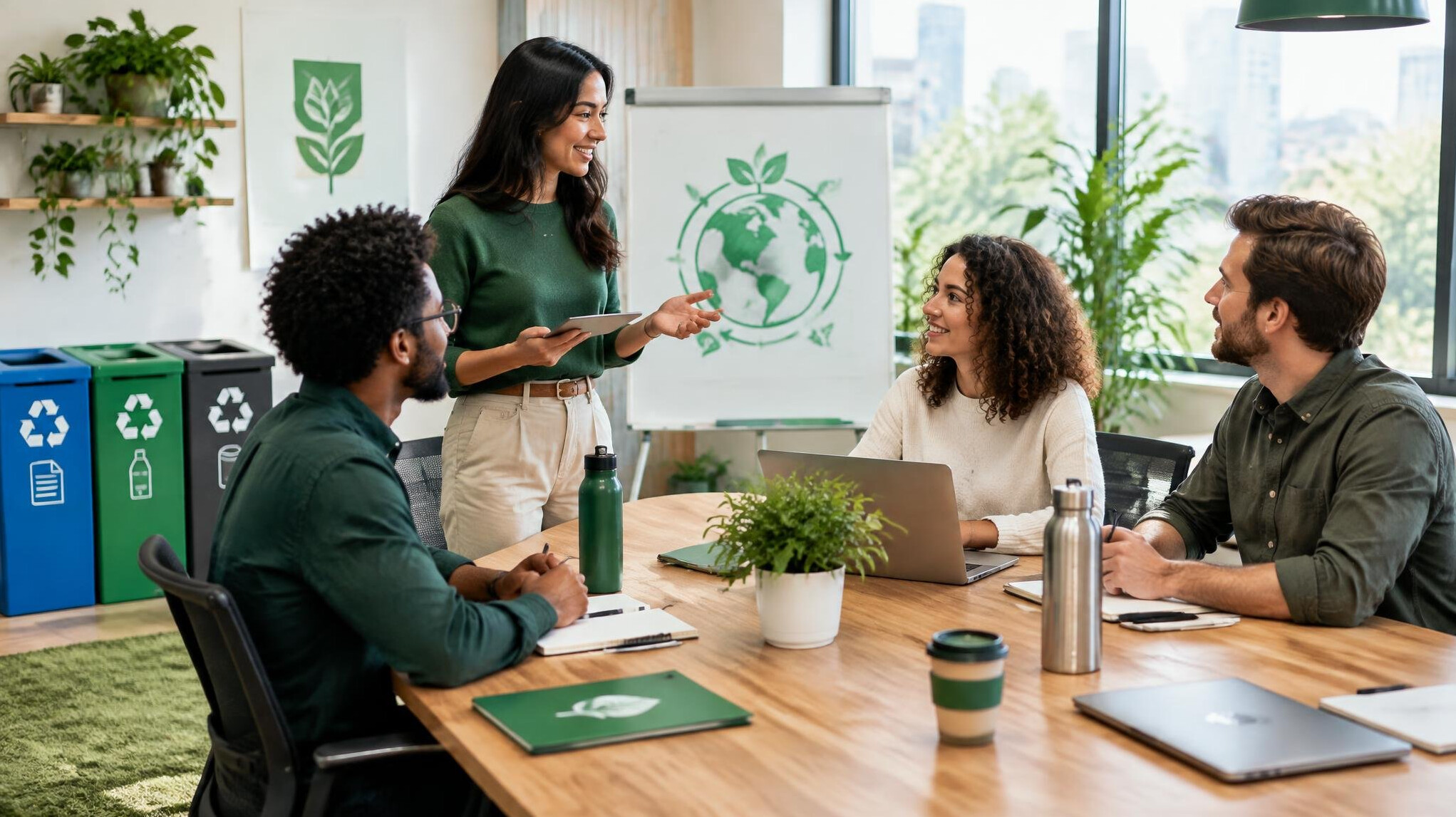 team working sustainably