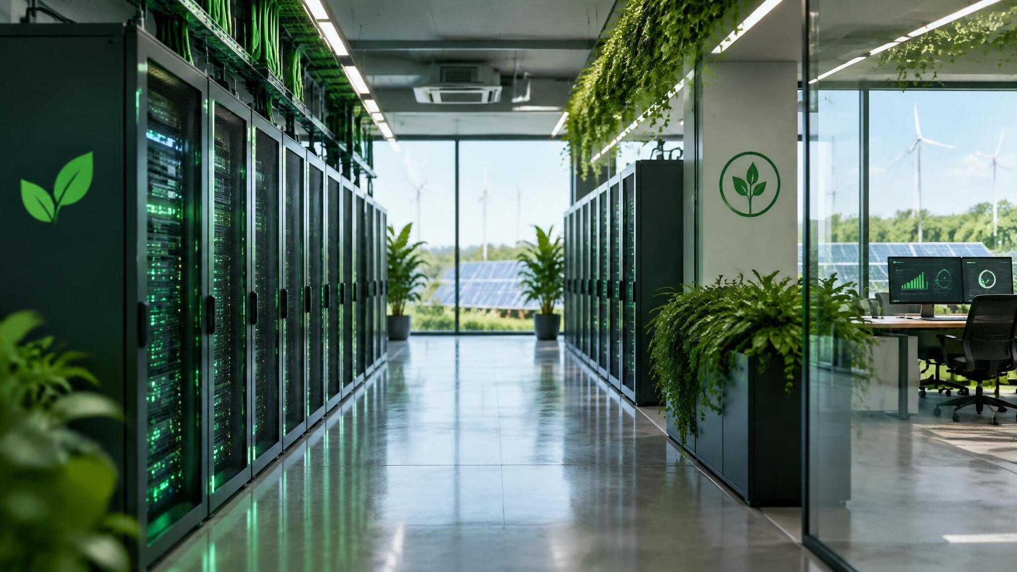 green data center interior